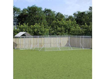 Venkovní psí kotec se střechou stříbrný 10 x 6 x 2,5 m ocel
