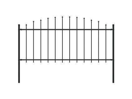 Zahradní plot s hroty ocel (0,5–0,75) x 1,7 m černý