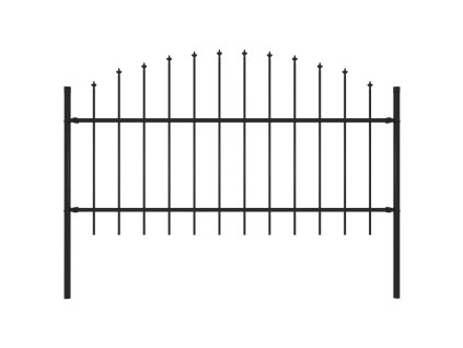 Zahradní plot s kopím nahoře ocelový 181 x 125 cm černý