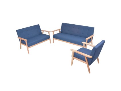 3dílná sedací souprava textilní čalounění modrá