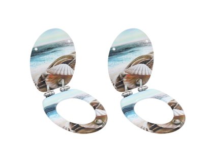 WC sedátko s funkcí pomalého sklápění 2 ks MDF motiv mušlí