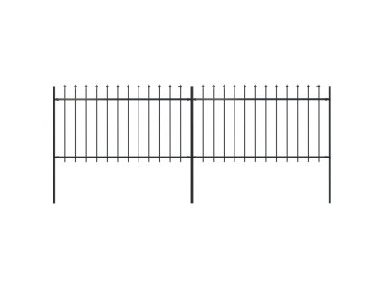 Zahradní plot s kopím nahoře ocelový 359 x 100 cm černý