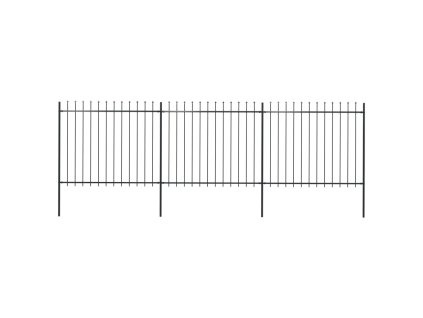 Zahradní plot s kopím nahoře ocelový 537 x 150 cm černý