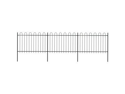 Zahradní plot s obloukem nahoře ocelový 537 x 120 cm černý