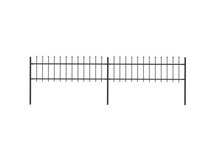 Zahradní plot s kopím nahoře ocelový 359 x 60 cm černý