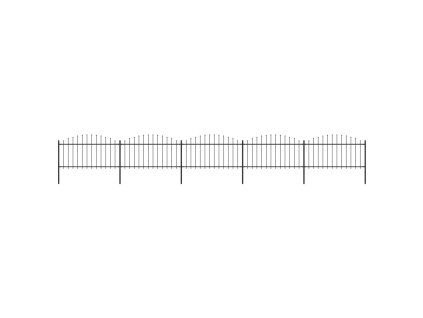 Zahradní plot s hroty ocel (1,25–1,5) x 8,5 m černý