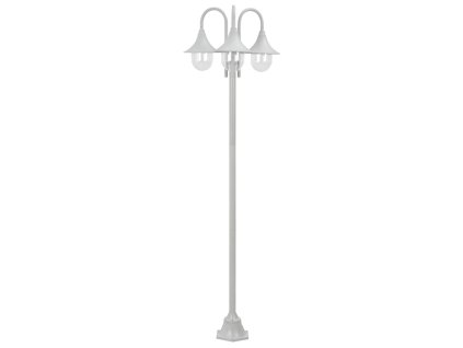 Zahradní sloupová lampa 3 ramena E27 220 cm hliník bílá