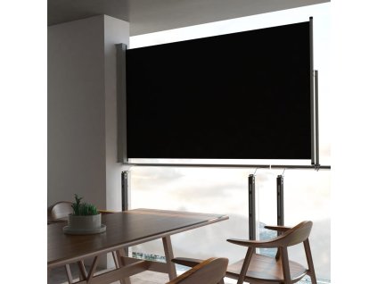 Terasová zatahovací boční markýza 140 x 300 cm černá