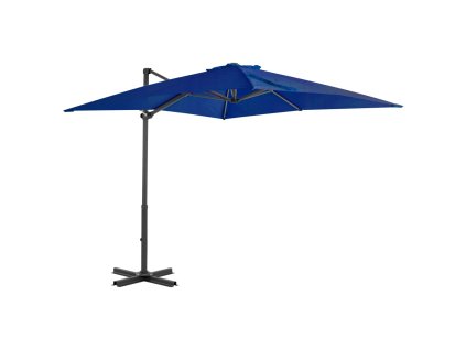 Boční zahradní slunečník s hliníkovou tyčí azurový 250 x 250 cm