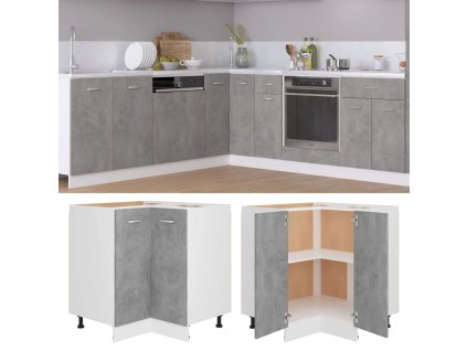 Rohová spodní skříňka "Lyon" betonově šedá 75,5 x 75,5 x 81,5 cm, z umělého dřeva