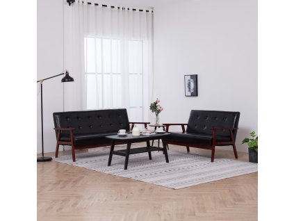 Sedací souprava 2 ks černá umělá kůže