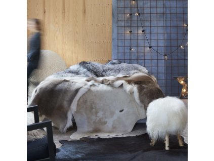 Koberec z pravé hovězí kůže hnědo-bílý 150 x 170 cm