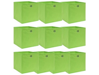 Úložné boxy 10 ks zelené 32 x 32 x 32 cm textil
