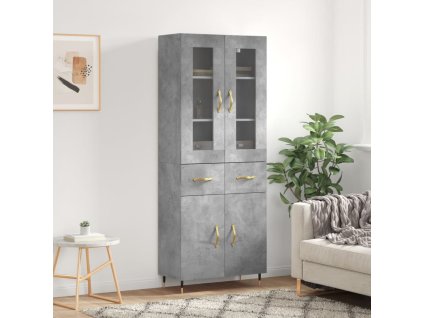Skříň highboard betonově šedá 69,5x34x180 cm kompozitní dřevo