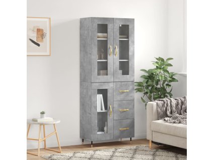 Skříň highboard betonově šedá 69,5x34x180 cm kompozitní dřevo