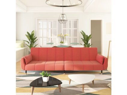 2místná rozkládací pohovka se 2 polštáři růžová samet