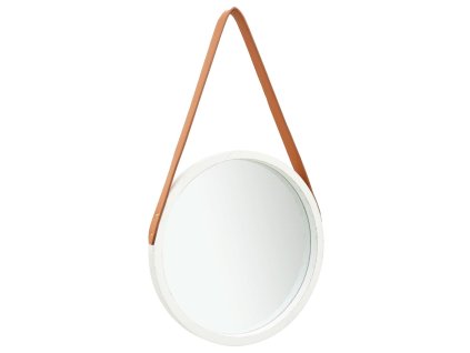 Nástěnné zrcadlo s popruhem 40 cm bílé