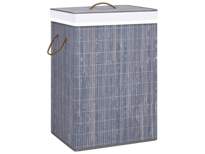 Bambusový koš na prádlo se 2 přihrádkami šedý 72 l