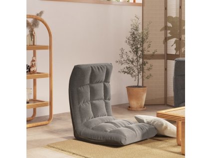 Skládací lenoška na podlahu světle šedá textil