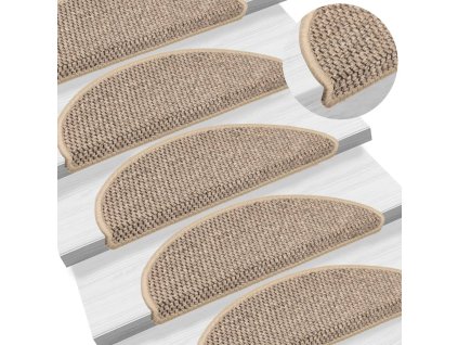 Samolepící nášlapy na schody vzhled sisal 15 ks 56x17x3 cm