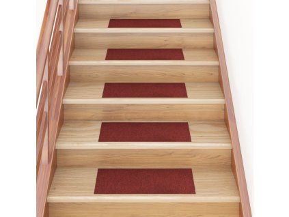 Schodové rohože samolepicí 15 ks 60 x 25 cm bordó červená obdélníková