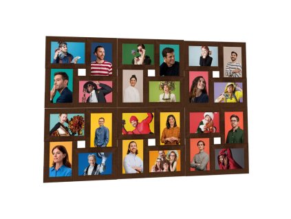 Kolážový fotorámeček na 24×(10x15 cm) obrázek tmavě hnědý MDF