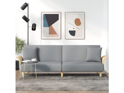 Rozkládací pohovka s područkami světle šedá textil