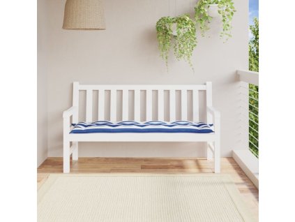 Poduška na zahradní lavici modré a bílé pruhy 150x50x7cm oxford