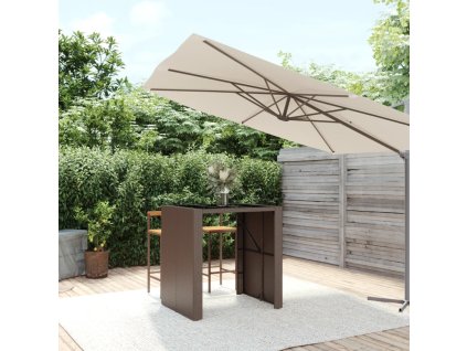 Barový stůl se skleněnou deskou hnědý 105x80x110 cm polyratan