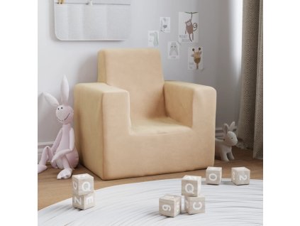 Dětská pohovka krémová měkký plyš