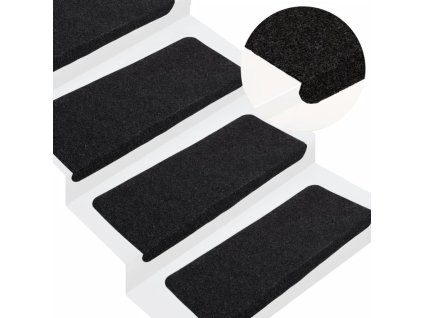 Samolepicí nášlapy na schody 15 ks 65x24,5x3,5 cm černé