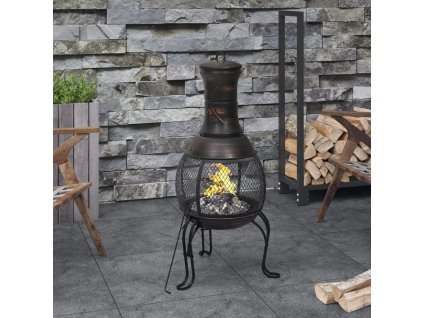 Zahradní krb s pohrabáčem 39 x 39 x 90 cm ocel
