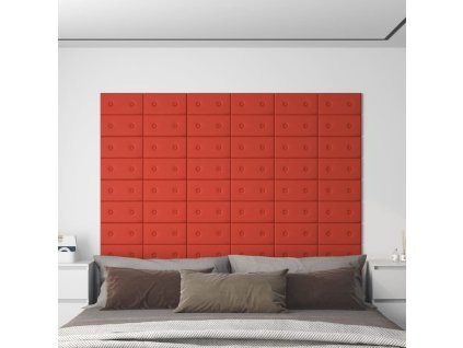 Nástěnné panely 12 ks červené 30 x 15 cm umělá kůže 0,54 m²