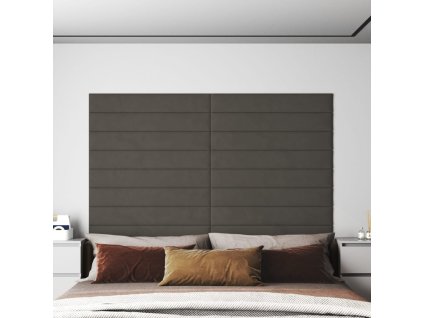 Nástěnné panely 12 ks tmavě šedé 90 x 15 cm samet 1,62 m²