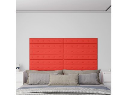 Nástěnné panely 12 ks červené 90 x 15 cm umělá kůže 1,62 m²