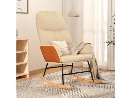 Houpací křeslo krémově bílé textil 341044