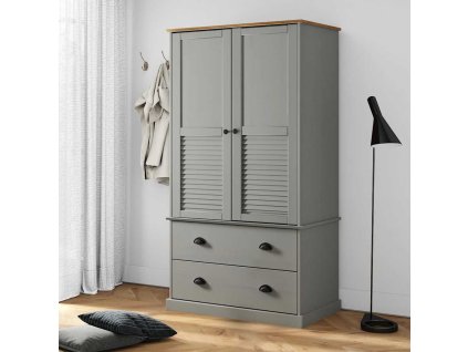Šatní skříň VIGO šedá 90 x 55 x 170 cm masivní borové dřevo