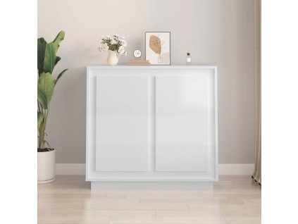 Příborník bílý s vysokým leskem 80x34x75 cm kompozitní dřevo