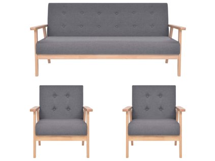 3dílná sedací souprava textilní čalounění tmavě šedá