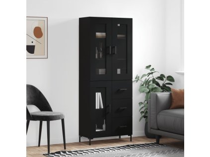 Skříň highboard černá 69,5 x 34 x 180 cm kompozitní dřevo