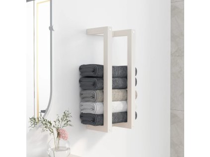 Věšák na ručníky bílý 23 x 18 x 60 cm masivní borové dřevo