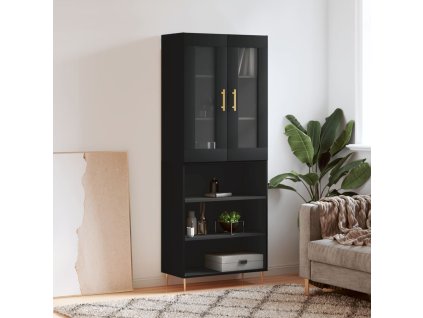 Skříň highboard černá 69,5 x 34 x 180 cm kompozitní dřevo
