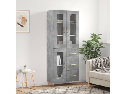 Skříň highboard betonově šedá 69,5x34x180 cm kompozitní dřevo