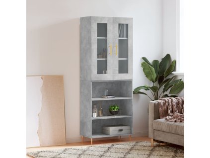 Skříň highboard betonově šedá 69,5x34x180 cm kompozitní dřevo