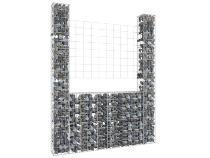 Gabionový koš ve tvaru U se 2 sloupky železo 140 x 20 x 200 cm