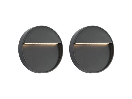 Venkovní LED nástěnná svítidla 2 ks 3 W černá kulatá