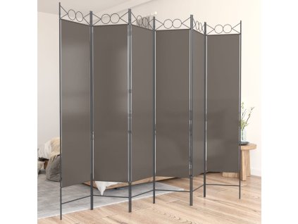 6dílný paraván antracitový 240x200 cm textil