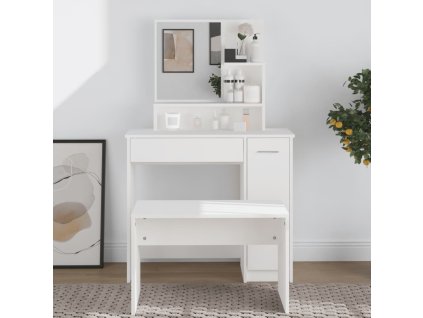 Toaletní stolek se zrcadlem bílý 86,5 x 35 x 136 cm