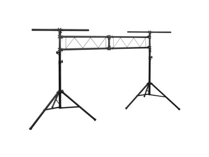 Světelná rampa se stojany černá 338 x 115 x (180–300) cm ocel