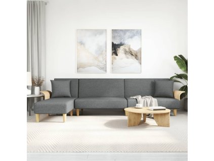 Rozkládací pohovka ve tvaru L tmavě šedá 279x140x70 cm textil